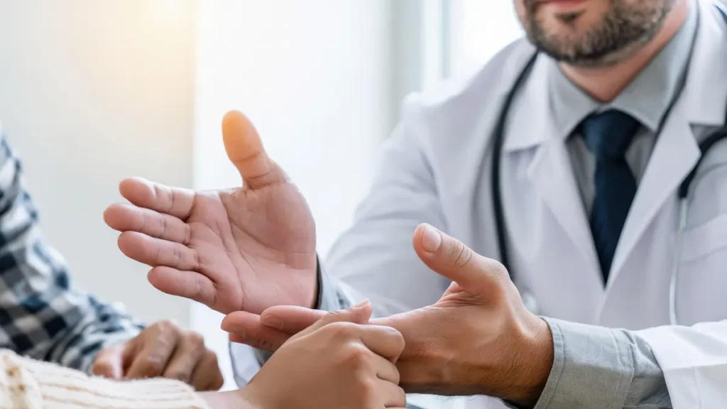 KCUC doctor discussing medical results and treatment options.