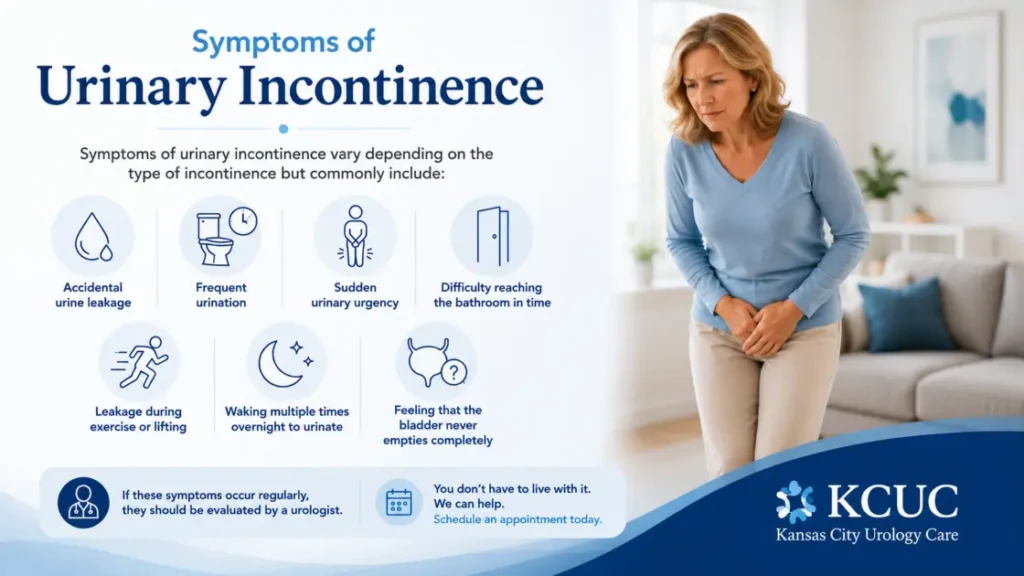 symptoms urinary incontinence KCUC