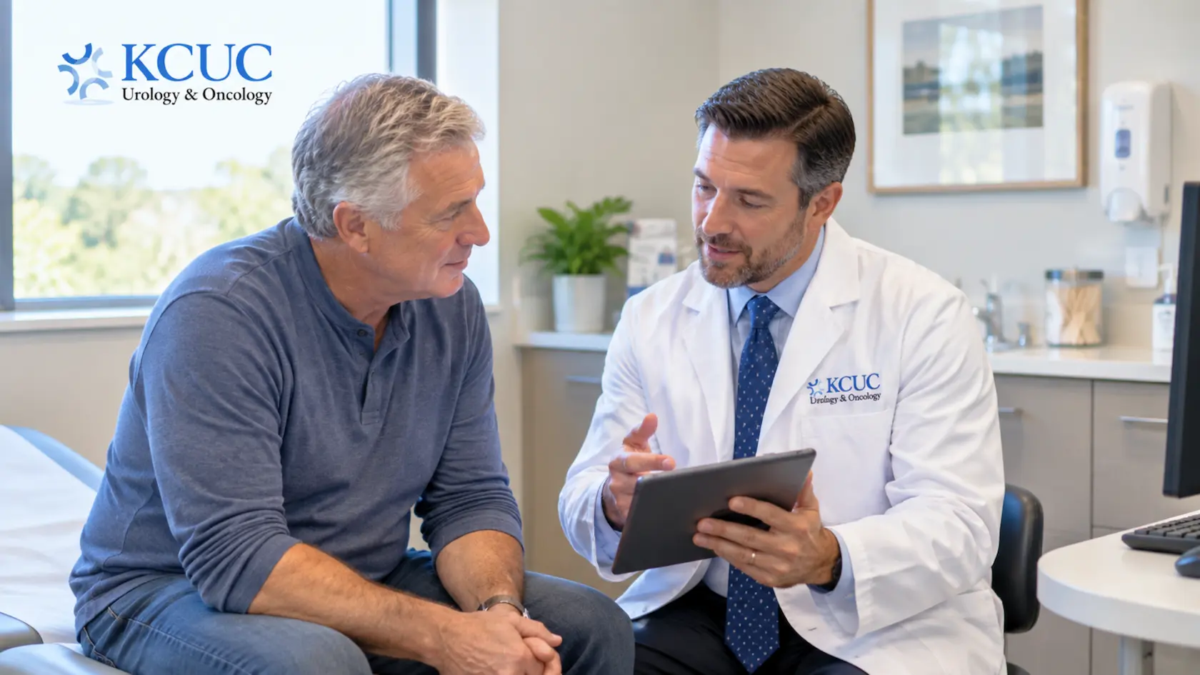 Patient discussing PSA results with a urologist.